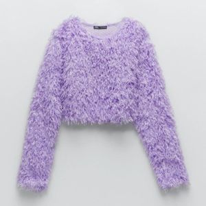 Zara lilac feather effect cropped top